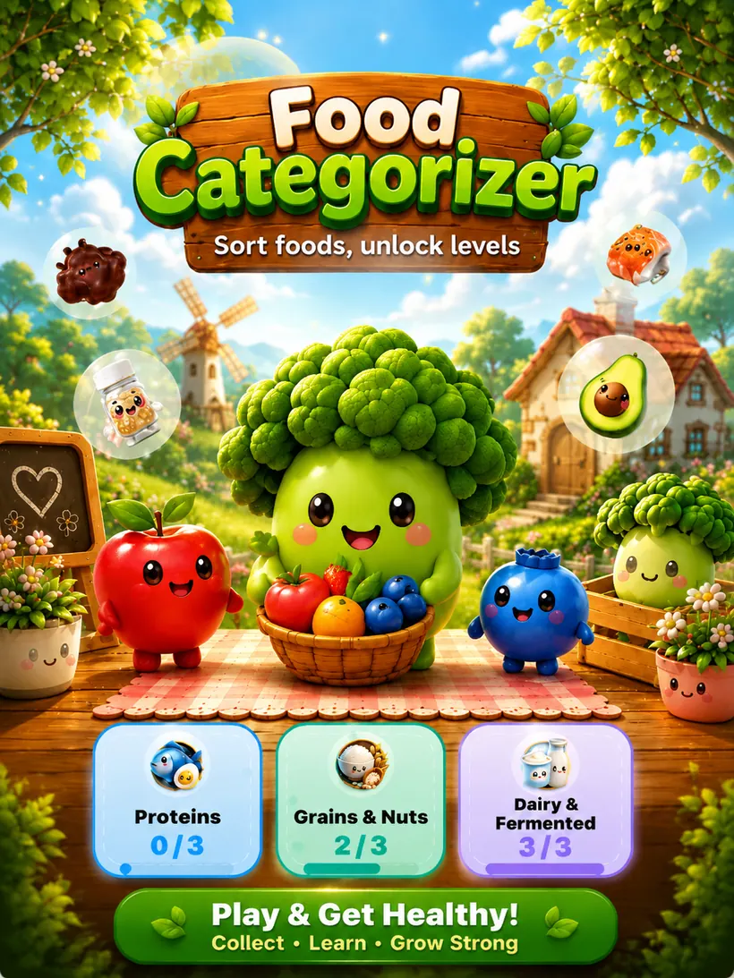 Food Categorizer game world preview